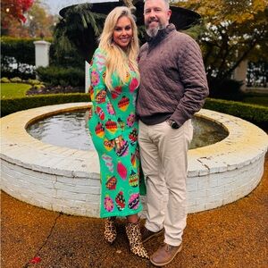 QOS knit ornament midi/maxi dress. Worn for 5 hours. EUC. Price due to demand. I